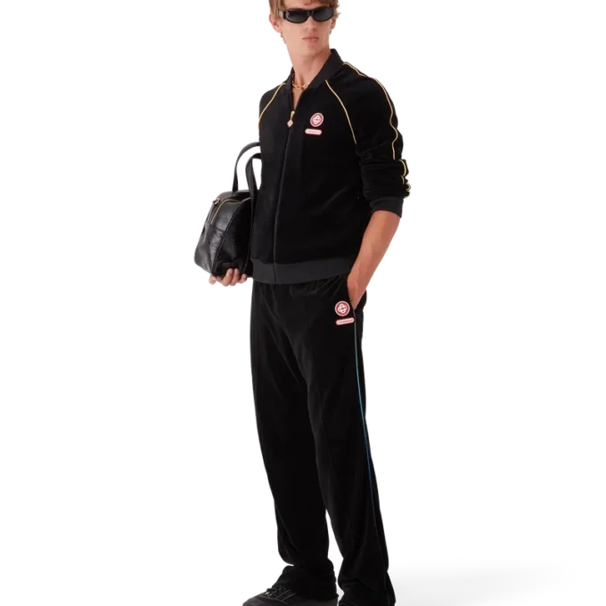 Träningsjacka i velour med gradientkant