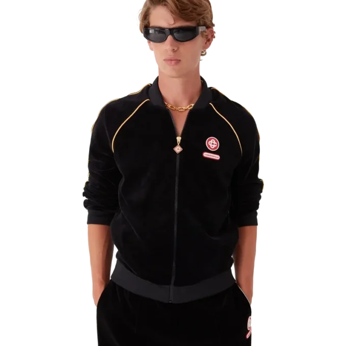 Träningsjacka i velour med gradientkant