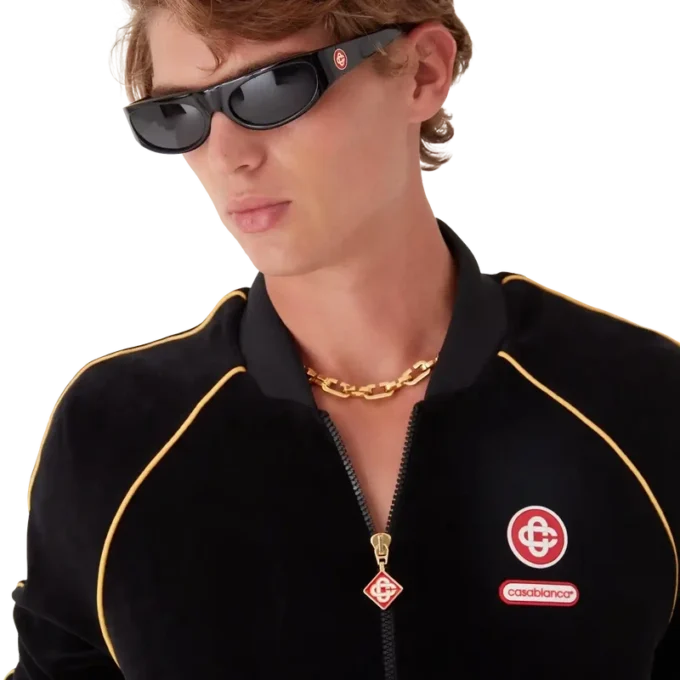 Träningsjacka i velour med gradientkant