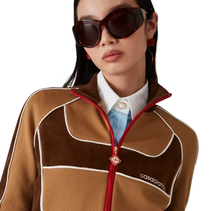 Träningsjacka med paneler i chenille