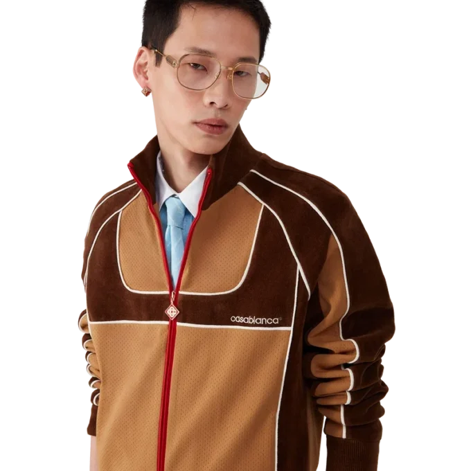 Träningsjacka med paneler i chenille