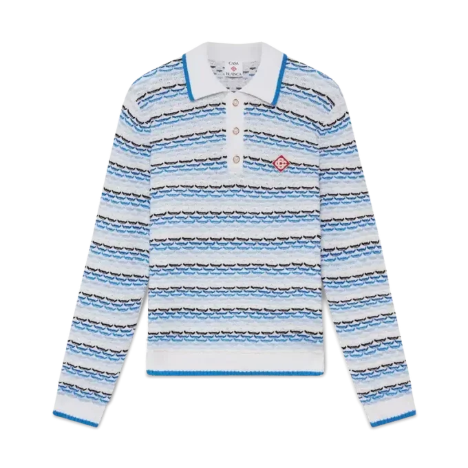 Tuck Stitch långärmad pikétröja