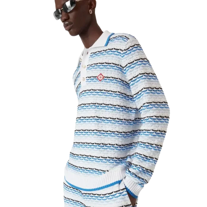 Tuck Stitch långärmad pikétröja