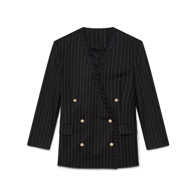 Överdimensionerad blazer i ull med smala ränder