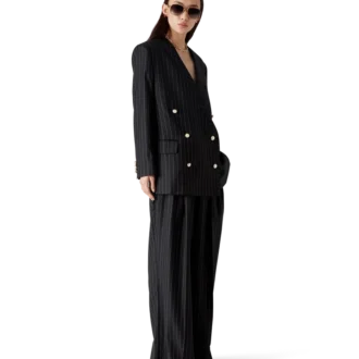 Överdimensionerad blazer i ull med smala ränder