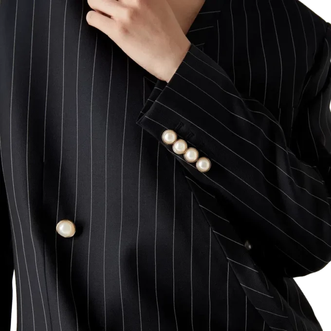 Överdimensionerad blazer i ull med smala ränder