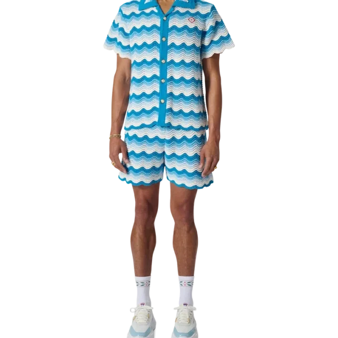 Vågig gradient-skjorta i virkat