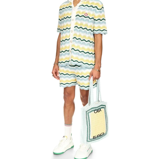 Vågiga bouclé-Shorts