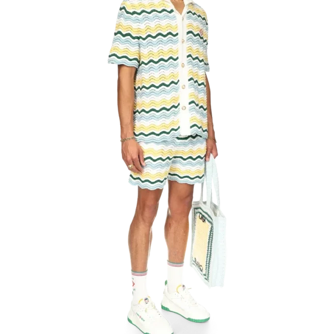 Vågiga bouclé-Shorts