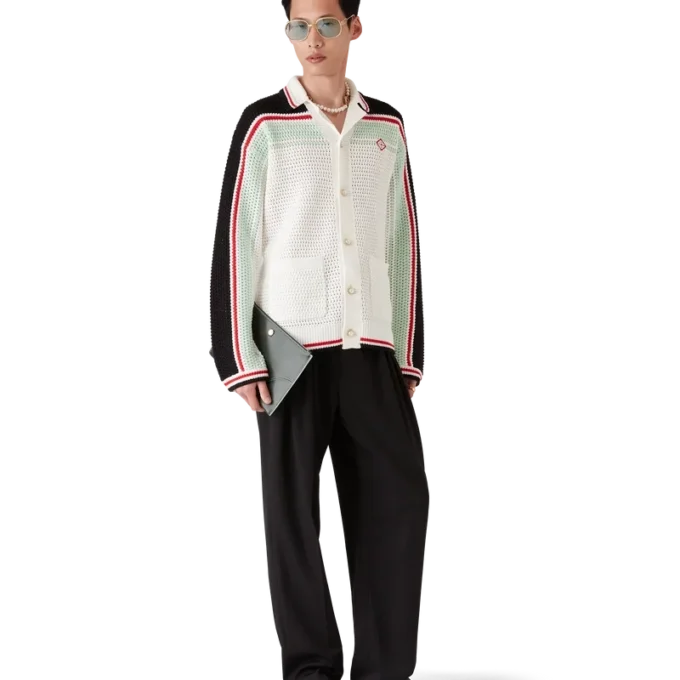 Virkad bomullströja i tennissstil