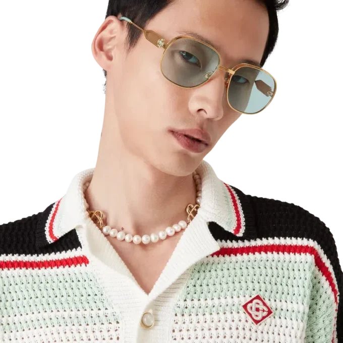 Virkad bomullströja i tennissstil