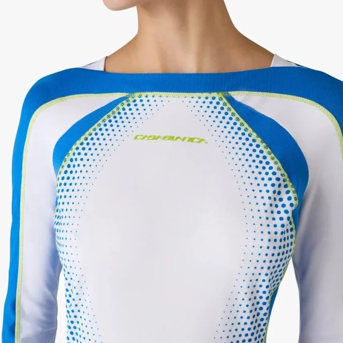 Vit halvtonad stretchig tennis-maxiklänning