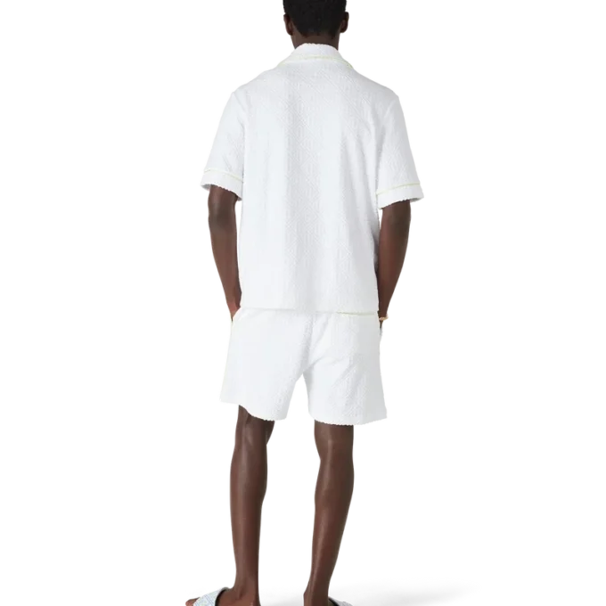 Vit klassisk kortärmad frotté-skjorta med shorts