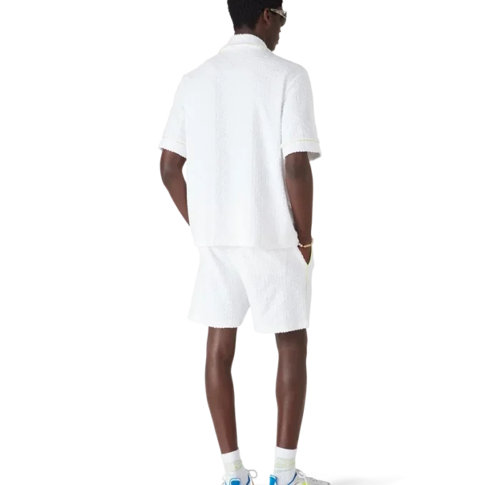 Vit klassisk kortärmad frotté-skjorta med shorts