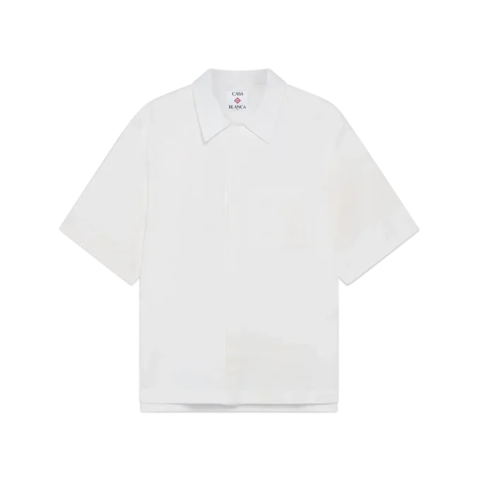Vit kortärmad skjorta med monogram