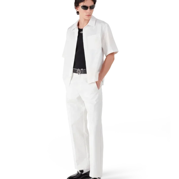 Vit kortärmad skjorta med monogram