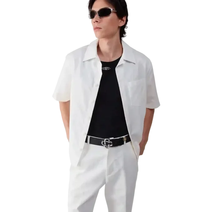 Vit kortärmad skjorta med monogram