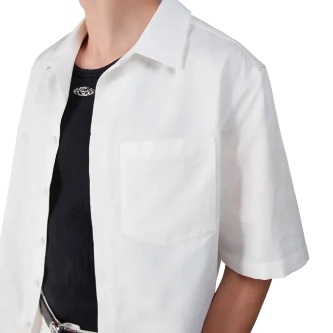 Vit kortärmad skjorta med monogram