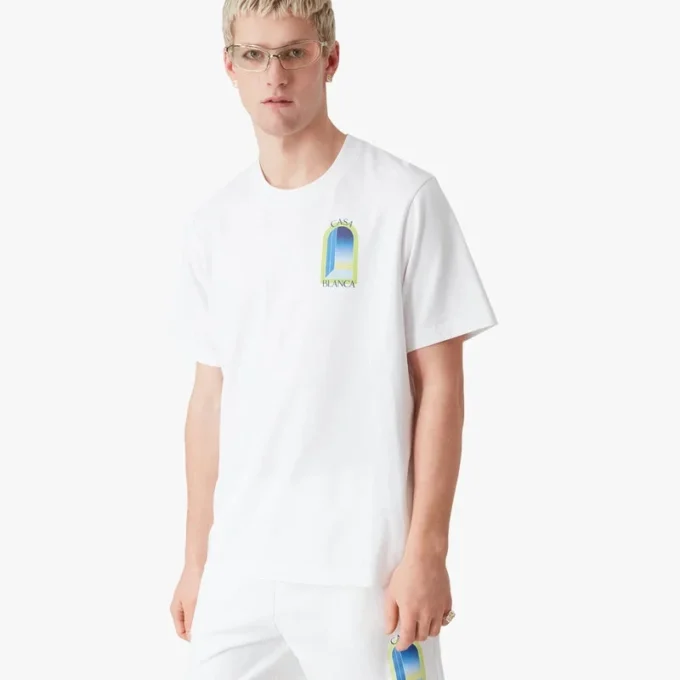 Vit kortärmad T-shirt med bågar