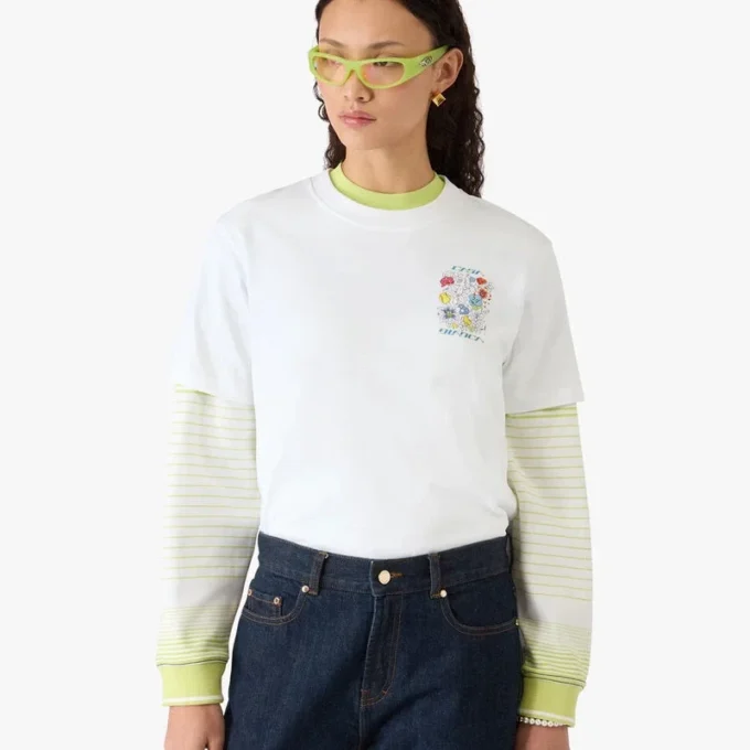 Vit kortärmad T-shirt med graffititryck