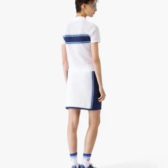 Vit och blårandig mesh-top