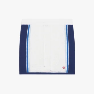 Vit och blårandig minikjol i mesh