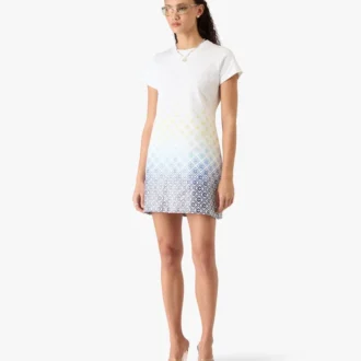 Vit T-shirtklänning med monogram i gradient Vit T-shirtklänning med monogram i gradient