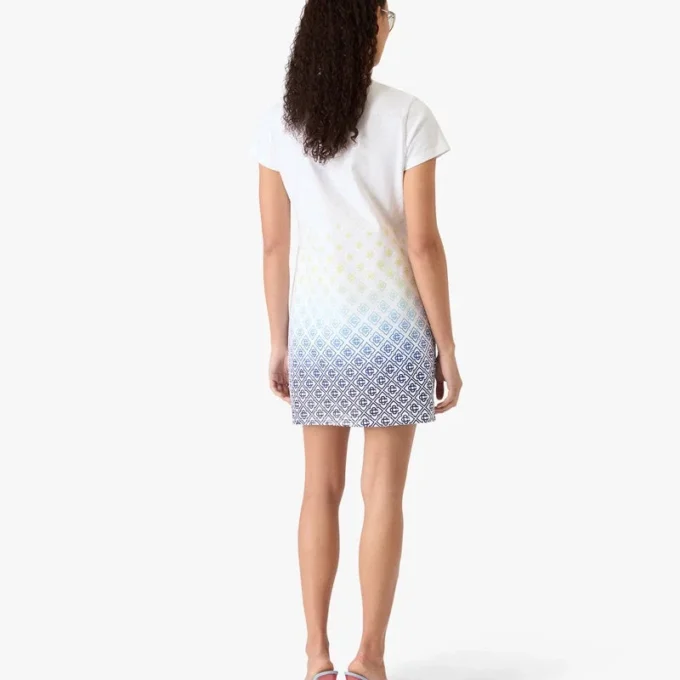 Vit T-shirtklänning med monogram i gradient