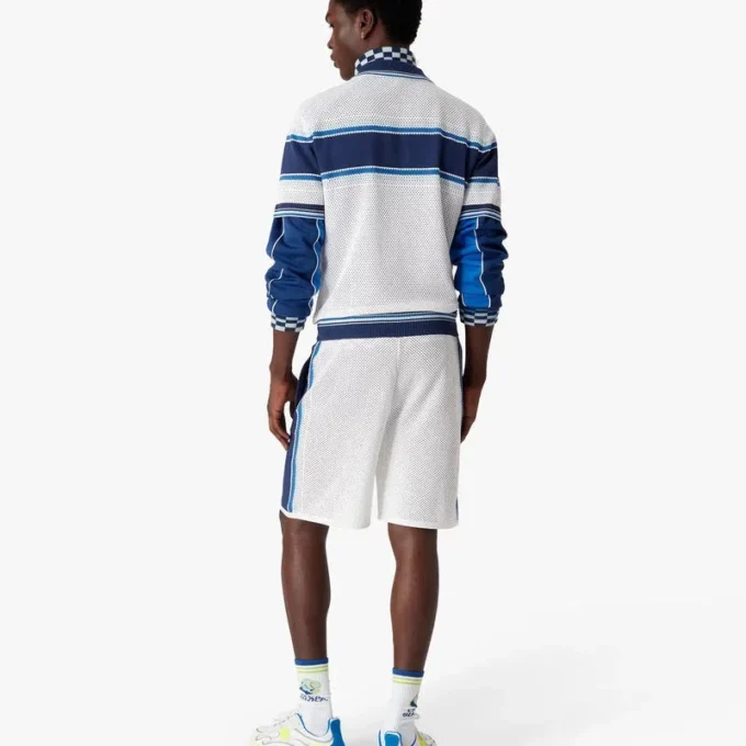 Vita och blå randiga mesh-Shorts