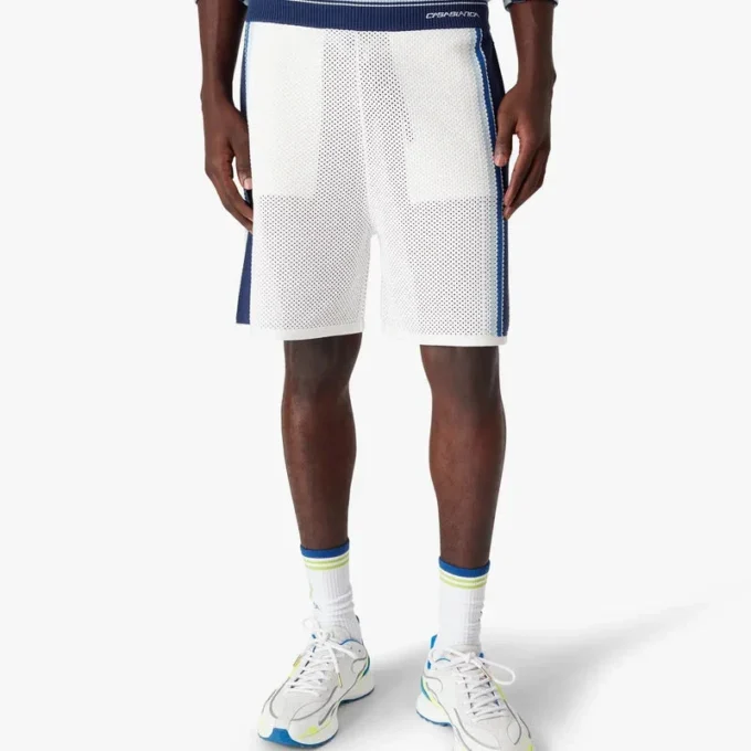 Vita och blå randiga mesh-Shorts