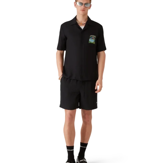 Volcano kortärmad klassisk skjorta i jacquard