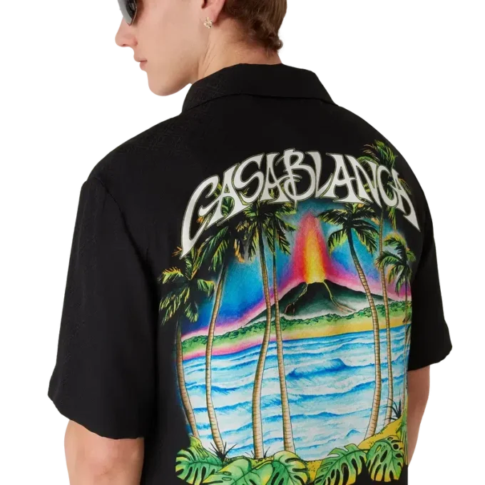 Volcano kortärmad klassisk skjorta i jacquard