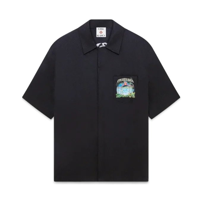 Volcano kortärmad klassisk skjorta i jacquard