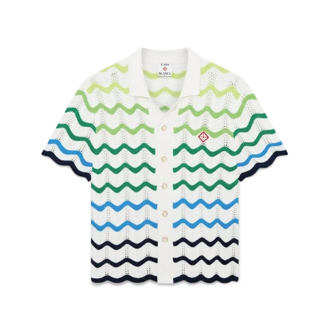 Wave kortärmad stickad skjorta