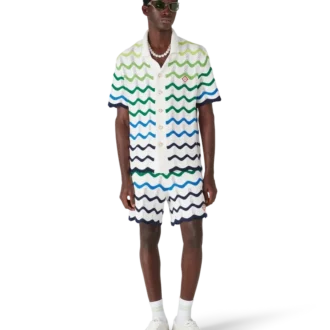 Wave kortärmad stickad skjorta