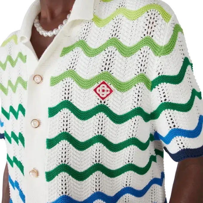 Wave kortärmad stickad skjorta